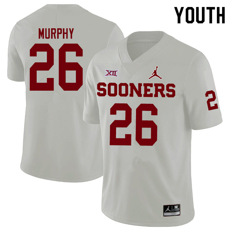 Youth #26 Caleb Murphy Oklahoma Sooners Jordan Brand College Football Jerseys Sale-White - Click Image to Close